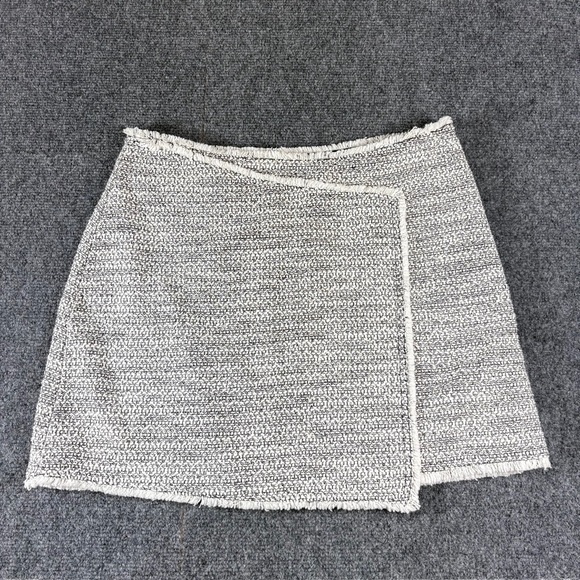 Topshop Gray Cream Asymmetrical Mini‎ Skirt - Picture 1 of 8